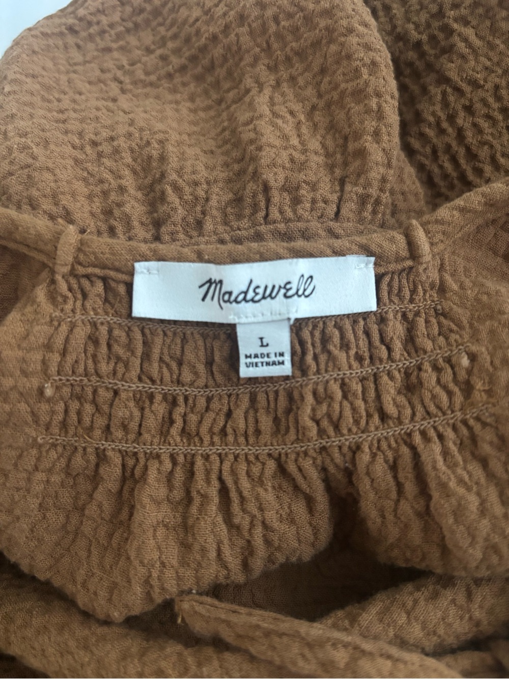 Madewell Textured Peplum Blouse in Brown - Picture 3 of 3